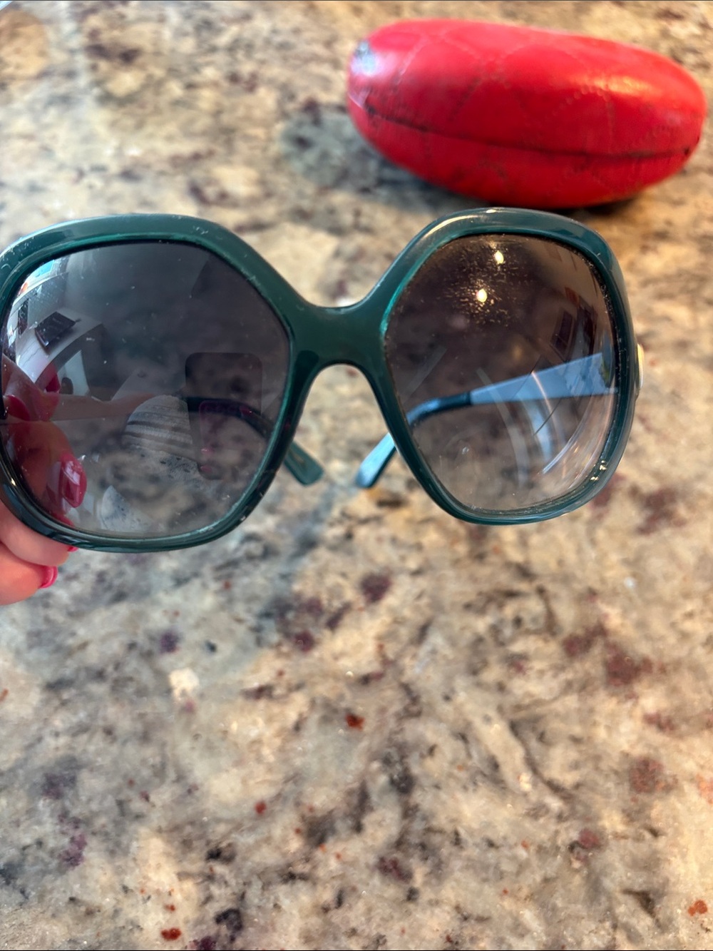 Michael Kors Forest Green Oversized Round Sunglasses